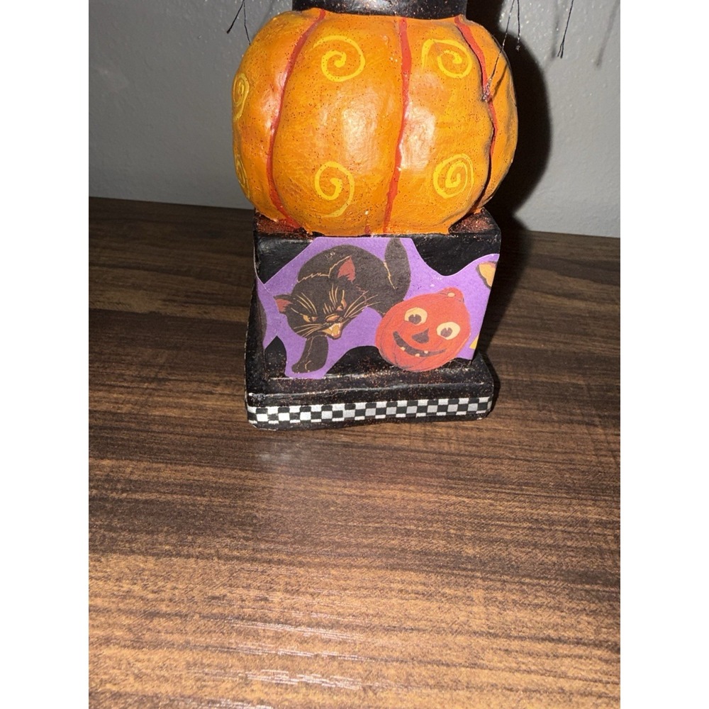 Vintage Retro Halloween Black Cat Paper Mache Figurine Seasonal Decoration - Picture 8 of 13